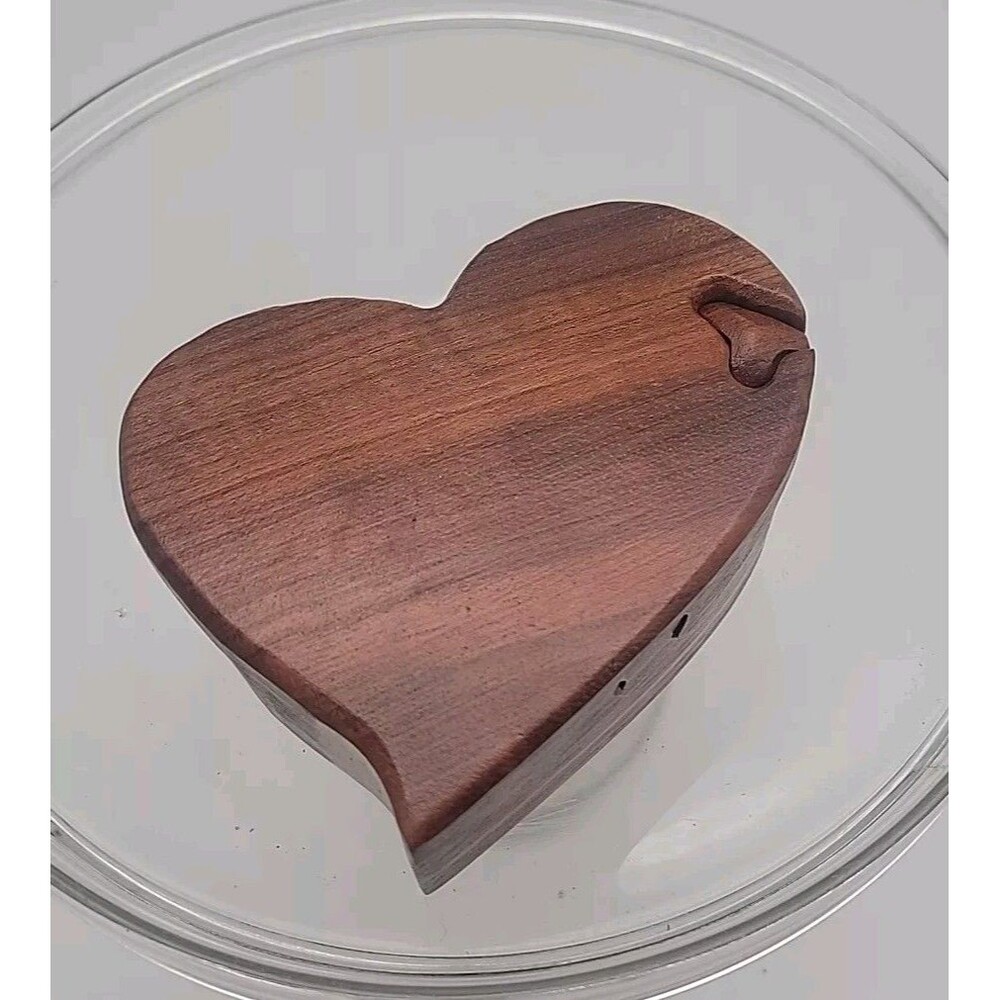 Tico Art Wooden Heart Jewelry Puzzle Trinket Box Handcrafted Costa Rica Ring